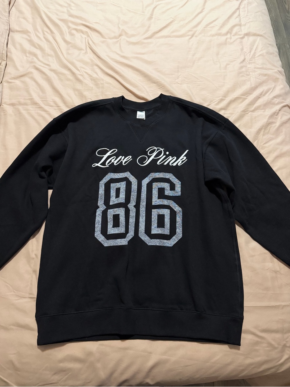 PINK Victoria's Secret Black 'Love Pink 86' Crewneck Sweatshirt